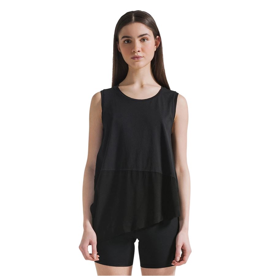 Top asimmetrico con inserti in mussola nero da donna Deha | D2234210009
